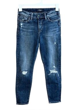 Silver Jeans Co. Mazy Ankle Skinny Distressed Jeans Women’s 27x27 Blue